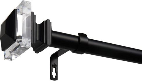 حصريًا Home Prism 1" قضيب ستارة ومجموعة نهائية متناسقة، أسود غير لامع، قابل للتعديل 66"-120" in Kuwait