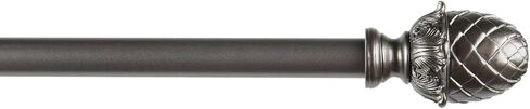 Exclusive Home Acorn 1" Curtain Rod and Coordinating Finial Set, Gunmetal, Adjustable 36"-72" in Kuwait