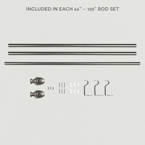 Exclusive Home Acorn 1" Curtain Rod and Coordinating Finial Set, Gunmetal, Adjustable 36"-72" in Kuwait