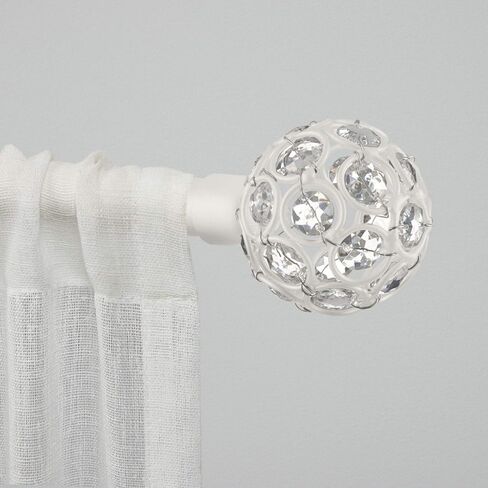 حلقات منزلية حصرية، قضيب ستارة مقاس 1 بوصة ومجموعة نهائية متناسقة، أبيض غير لامع، قابل للتعديل 66 بوصة - 120 بوصة in Kuwait