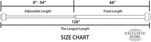 حلقات منزلية حصرية، قضيب ستارة مقاس 1 بوصة ومجموعة نهائية متناسقة، أبيض غير لامع، قابل للتعديل 66 بوصة - 120 بوصة in Kuwait