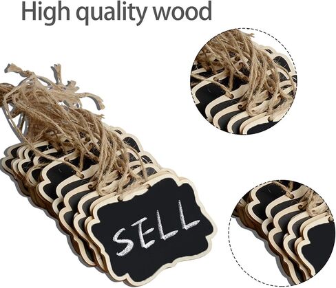 40 عبوة من علامات السبورة الخشبية الصغيرة المعلقة مع خيط تعليق، لوحة رسائل خشبية مزدوجة الجوانب، ملصقات السبورة المعلقة in Kuwait