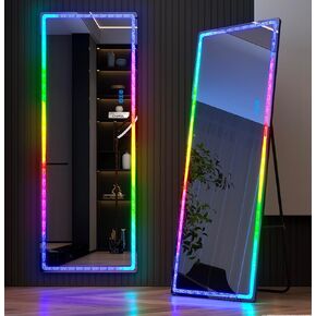 Vlsrka Over The Door Full Length Mirror, Back of Door Hanging Mirror, Black Wall Mount Mirror, Frameless Full Body Mirror for Bedroom, Closet (47" x 14.5") in Saudi Arabia