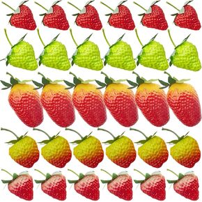 20 قطعة من الفواكه الاصطناعية من زد جي كيو اتش زد ار، فاكهة فراولة اصطناعية اصطناعية للتصوير الفوتوغرافي من البلاستيك الصناعي لتزيين الكيك والحلوى وديكور الحفلات المنزلية in Kuwait