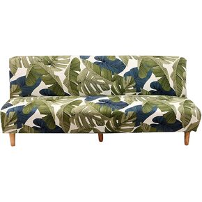 NILUOH Futon Slipcovers Stretch Armless Sofa Slipcover Furniture Protector for Foldable Futon Armless Sofa Cover Folding Couch Shield with Elastic Bottom, Medium