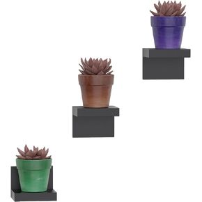 RICHER HOUSE 3-Pack Small Floating Shelves for Wall, Plastic Black Mini Shelf 4 Inch Display Ledges for Small Decor with 2 Types of Installation (Adhesive or Screw) in Kuwait