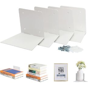 STORAGE MANIAC Invisible Floating Bookshelves Wall Mounted, Heavy-Duty Book Organizers, Iron Wall Mounted Shelves for Bedroom, White 3-Pack Extra Large