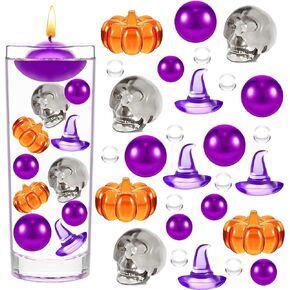 10066Pcs Christmas Vase Filler Decor Set Floating Pearls Santa Hat Christmas Trees Gift Boxes Vase Filler for Christmas Home Party Decoration