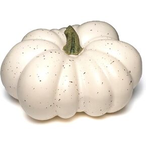 قرع صناعي كبير من WsCrofts، 12.6 بوصة قرع صناعي مصنوع يدويًا لمهرجان الخريف وعيد الشكر وديكور الهالوين (بقع بيضاء) in Kuwait