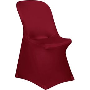 Obstal 10Pcs Stretch Spandex Chair Covers for Party Folding Chair - Universal Fitted Chair Slipcovers Protector for Wedding, Banquet, Holiday, Celebration (Burgundy, 10 Packs)