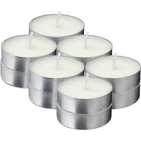 Tribello White Tea Lights Candles - Effortless Elegance & Warmth with Unscented Tealight Candles - 3.5 Hour - Tea Candles for Home, Travel, Events, Relaxation & Emergencies - 12 Small Candles