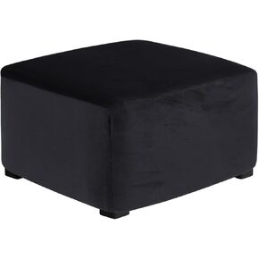 Velvet Stretch Ottoman Cover - Square Footstool Slipcover Soft Stool Ottoman Protector Slip Covers with Elastic Bottom for Living Room