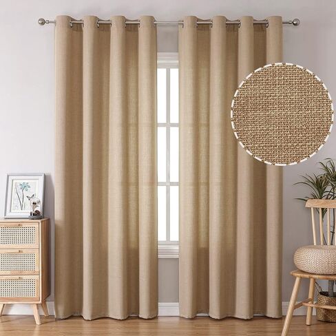 BGment Curtains 45 Inch Length 2 Panels Set for Bedroom, Grommet Thick Linen Look Burlap Textured Light Filtering Privacy Window Drapes for Farmhouse Living Room, 42 x 45 Inch, Dark Grey in Saudi Arabia