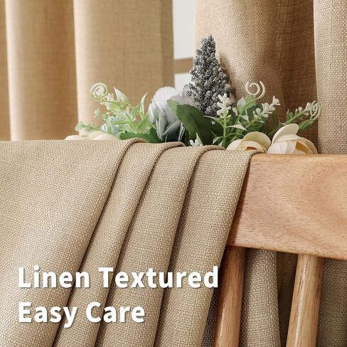 BGment Curtains 45 Inch Length 2 Panels Set for Bedroom, Grommet Thick Linen Look Burlap Textured Light Filtering Privacy Window Drapes for Farmhouse Living Room, 42 x 45 Inch, Dark Grey in Saudi Arabia