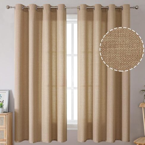 BGment Curtains 45 Inch Length 2 Panels Set for Bedroom, Grommet Thick Linen Look Burlap Textured Light Filtering Privacy Window Drapes for Farmhouse Living Room, 42 x 45 Inch, Dark Grey in Saudi Arabia