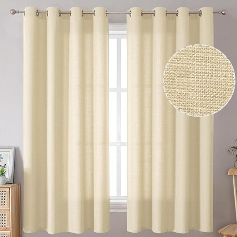 BGment Curtains 45 Inch Length 2 Panels Set for Bedroom, Grommet Thick Linen Look Burlap Textured Light Filtering Privacy Window Drapes for Farmhouse Living Room, 42 x 45 Inch, Dark Grey in Saudi Arabia