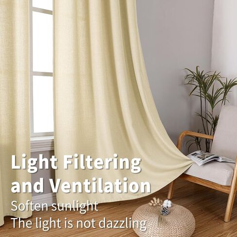 BGment Curtains 45 Inch Length 2 Panels Set for Bedroom, Grommet Thick Linen Look Burlap Textured Light Filtering Privacy Window Drapes for Farmhouse Living Room, 42 x 45 Inch, Dark Grey in Saudi Arabia