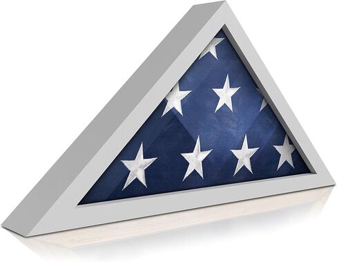 HBCY Creations Flag Display Case for 5' x 9.5' American Veteran Burial Flag Solid Wood Black Frame with Glass Front with Wall Mount or Standing Display, Flag Box Display Case for Burial Flag in Kuwait