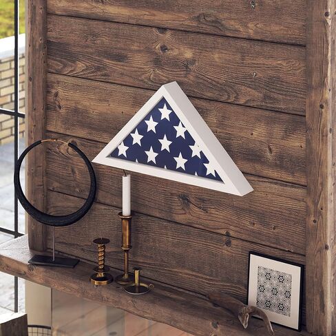 HBCY Creations Flag Display Case for 5' x 9.5' American Veteran Burial Flag Solid Wood Black Frame with Glass Front with Wall Mount or Standing Display, Flag Box Display Case for Burial Flag in Kuwait