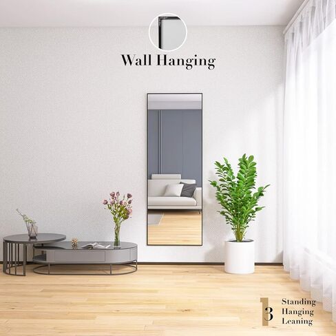 مرآة لكامل الجسم من Beauty4U مقاس 65 بوصة × 24 بوصة، مرآة كاملة الطول مع حامل، إطار معدني مرآة كاملة الطول لغرفة المعيشة وغرفة النوم، أسود in Kuwait