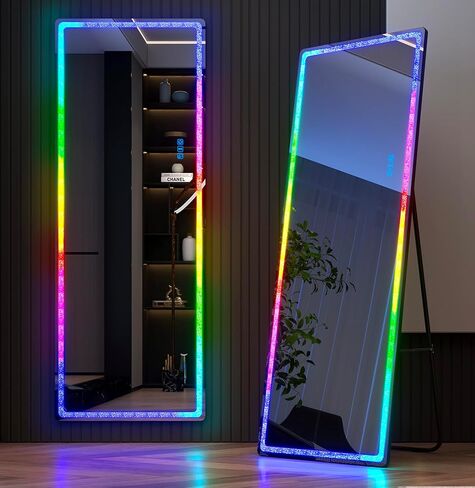 Vlsrka Over The Door Full Length Mirror, Back of Door Hanging Mirror, Black Wall Mount Mirror, Frameless Full Body Mirror for Bedroom, Closet (47" x 14.5") in Saudi Arabia