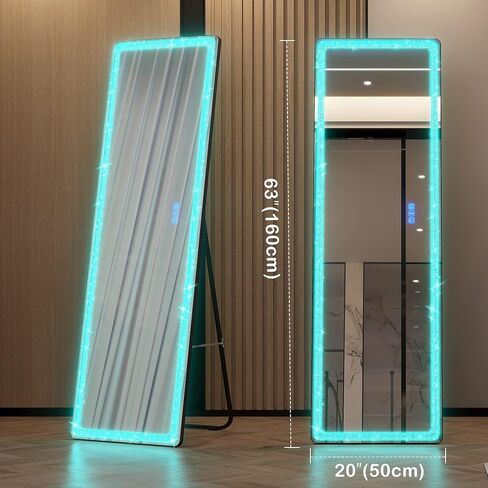 Vlsrka Over The Door Full Length Mirror, Back of Door Hanging Mirror, Black Wall Mount Mirror, Frameless Full Body Mirror for Bedroom, Closet (47" x 14.5") in Saudi Arabia