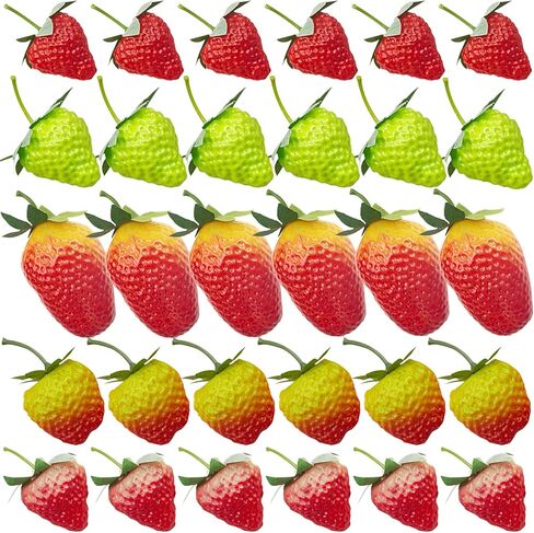 20 قطعة من الفواكه الاصطناعية من زد جي كيو اتش زد ار، فاكهة فراولة اصطناعية اصطناعية للتصوير الفوتوغرافي من البلاستيك الصناعي لتزيين الكيك والحلوى وديكور الحفلات المنزلية in Kuwait