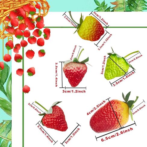 20 قطعة من الفواكه الاصطناعية من زد جي كيو اتش زد ار، فاكهة فراولة اصطناعية اصطناعية للتصوير الفوتوغرافي من البلاستيك الصناعي لتزيين الكيك والحلوى وديكور الحفلات المنزلية in Kuwait