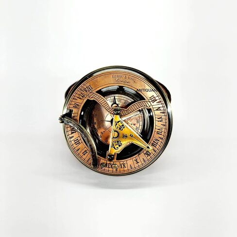 ANTIQUANA - Antique Brass Sundial Compass Marine Boat Gift Pocket Sundial in Box Nautical Marine Gift Sun Clock Pirate Ship Replica Watch in Saudi Arabia