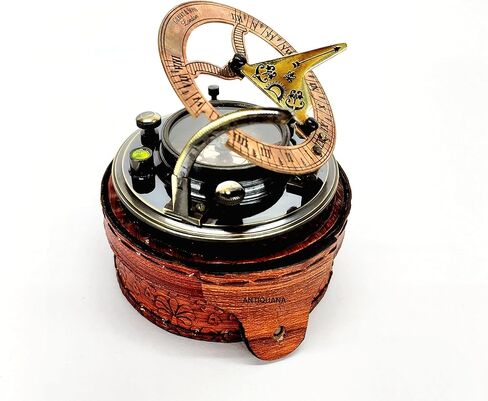 ANTIQUANA - Antique Brass Sundial Compass Marine Boat Gift Pocket Sundial in Box Nautical Marine Gift Sun Clock Pirate Ship Replica Watch in Saudi Arabia
