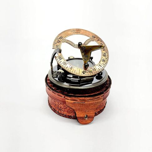 ANTIQUANA - Antique Brass Sundial Compass Marine Boat Gift Pocket Sundial in Box Nautical Marine Gift Sun Clock Pirate Ship Replica Watch in Saudi Arabia