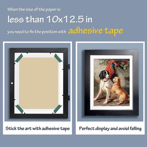 LaVie Home 10x12.5 Kids Artwork Picture Frame Black Frame 1 Pack- Displays 8.5x11 With Mat and 10x12.5 Without Mat - Composite Wood with Tempered Glass - Wall Mount, Horizontal and Vertical Display in Kuwait