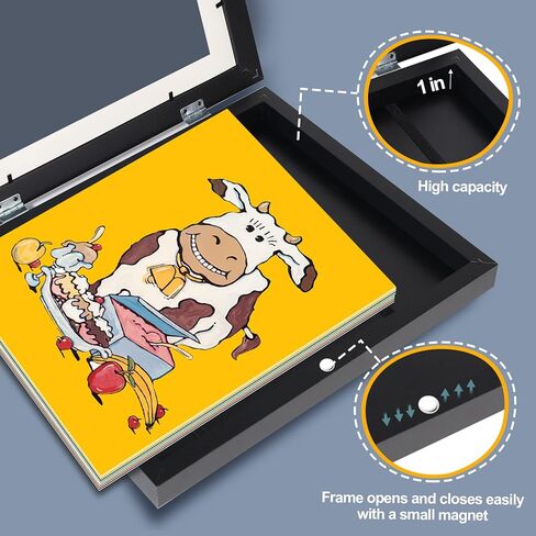 LaVie Home 10x12.5 Kids Artwork Picture Frame Black Frame 1 Pack- Displays 8.5x11 With Mat and 10x12.5 Without Mat - Composite Wood with Tempered Glass - Wall Mount, Horizontal and Vertical Display in Kuwait