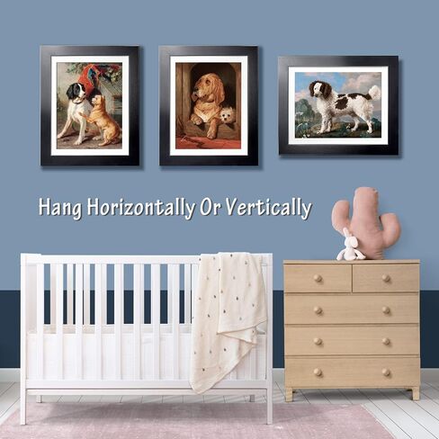 LaVie Home 10x12.5 Kids Artwork Picture Frame Black Frame 1 Pack- Displays 8.5x11 With Mat and 10x12.5 Without Mat - Composite Wood with Tempered Glass - Wall Mount, Horizontal and Vertical Display in Kuwait