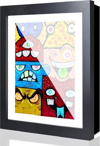 LaVie Home 10x12.5 Kids Artwork Picture Frame Black Frame 1 Pack- Displays 8.5x11 With Mat and 10x12.5 Without Mat - Composite Wood with Tempered Glass - Wall Mount, Horizontal and Vertical Display in Kuwait