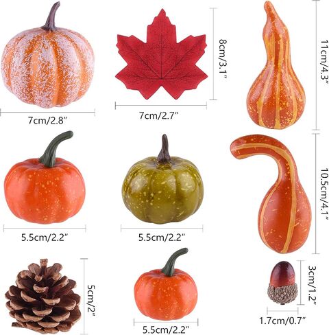 FEPITO 156 Pcs Fall Thanksgiving Decorations, Mini Artificial Pumpkins, Pine Cones, Fall Leaves, Acorns，Sun Flowers and Red Berries for Fall Party Decorations Thanksgiving Party Supplies in Saudi Arabia