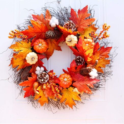 FEPITO 156 Pcs Fall Thanksgiving Decorations, Mini Artificial Pumpkins, Pine Cones, Fall Leaves, Acorns，Sun Flowers and Red Berries for Fall Party Decorations Thanksgiving Party Supplies in Saudi Arabia