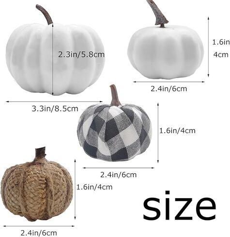 مجموعة يقطين صناعية متنوعة مكونة من 24 قطعة، يقطين ابيض، قماش منقوش باللونين الاسود والابيض والقرع والكتان بمقاسات مختلفة، يقطين صناعي واقعي للهالوين، ديكور حفلات عيد الشكر in Kuwait