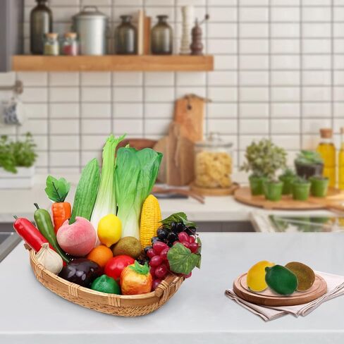 16pcs Artificial Mix Fruits Decoration Set Home Party Faux 3 Heads Banana Grape Strawberry Lemon Peach Orange Kiwi Apple Pomegranate Pear Ornament Props in Kuwait