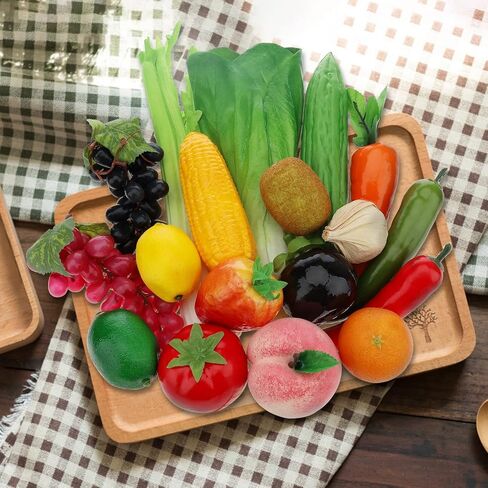 16pcs Artificial Mix Fruits Decoration Set Home Party Faux 3 Heads Banana Grape Strawberry Lemon Peach Orange Kiwi Apple Pomegranate Pear Ornament Props in Kuwait