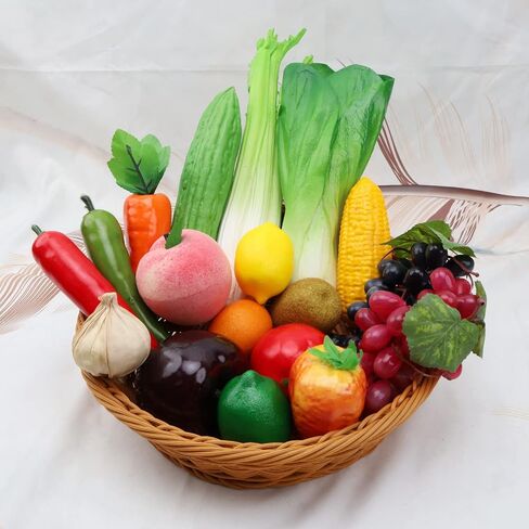 16pcs Artificial Mix Fruits Decoration Set Home Party Faux 3 Heads Banana Grape Strawberry Lemon Peach Orange Kiwi Apple Pomegranate Pear Ornament Props in Kuwait