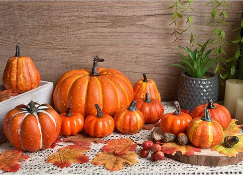 ارتيفلير اوراق شجر القيقب الاصطناعية لتزيين حفلات الهالوين وعيد الشكر والخريف والاحتفالات، 18 قطعة in Kuwait