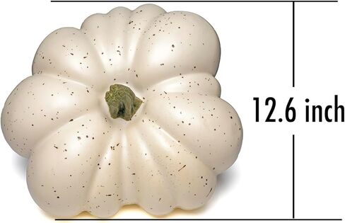 قرع صناعي كبير من WsCrofts، 12.6 بوصة قرع صناعي مصنوع يدويًا لمهرجان الخريف وعيد الشكر وديكور الهالوين (بقع بيضاء) in Kuwait