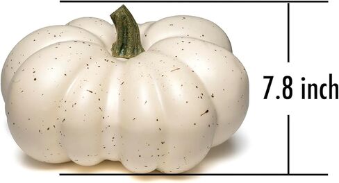 قرع صناعي كبير من WsCrofts، 12.6 بوصة قرع صناعي مصنوع يدويًا لمهرجان الخريف وعيد الشكر وديكور الهالوين (بقع بيضاء) in Kuwait