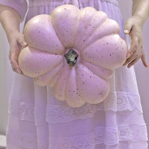 قرع صناعي كبير من WsCrofts، 12.6 بوصة قرع صناعي مصنوع يدويًا لمهرجان الخريف وعيد الشكر وديكور الهالوين (بقع بيضاء) in Kuwait