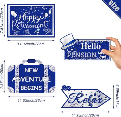 20 Pieces Retirement Party Decorations Happy Retirement banner Sign Directional Retired Yard Sign for Happy Retirement Party Supplies, 10 Styles (Black, Gold, White) in Kuwait