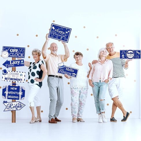 20 Pieces Retirement Party Decorations Happy Retirement banner Sign Directional Retired Yard Sign for Happy Retirement Party Supplies, 10 Styles (Black, Gold, White) in Kuwait