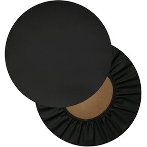 2PC 13in Round Bar Stool Cover Watedrproof Faux Leather Stool Slipcover Anti-Slip Round Seat Cover Black