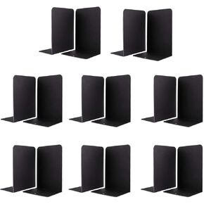 Jekkis 16pcs Bookends Metal Black Book End for Shelves Heavy Duty Bookend Tall Bookends Library Book Supports Shelf Holder, Office Home, 8 Pair in Kuwait