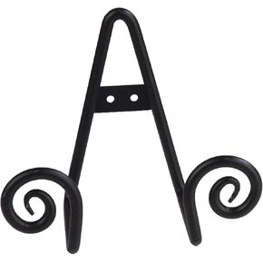 TRIPAR Decorative Scroll Rack, Small Black Display (3.75 Inch Depth) - Lightweight and Durable - Functions as Wall Rack or Tabletop Easel - Showcase Beautiful Plates, China, Artwork and More